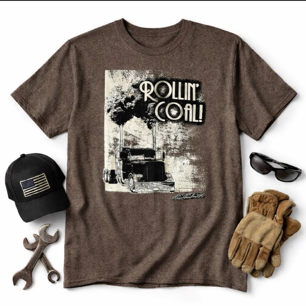 Rollin' Coal! Diesel Trucker Coal Trucker Life S/S Light Brown T-Shirt Large